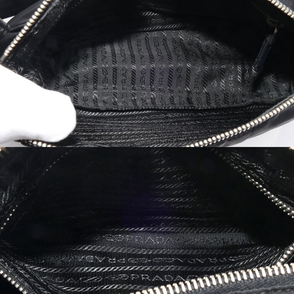 Prada Triangle Logo Tessuto Shoulder Bag Black - Picture 4 of 8